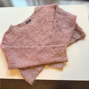 By Corpus Cozy Fuzzy Textured Cropped Shrug Sweater - Dusty Mauve Womens Large